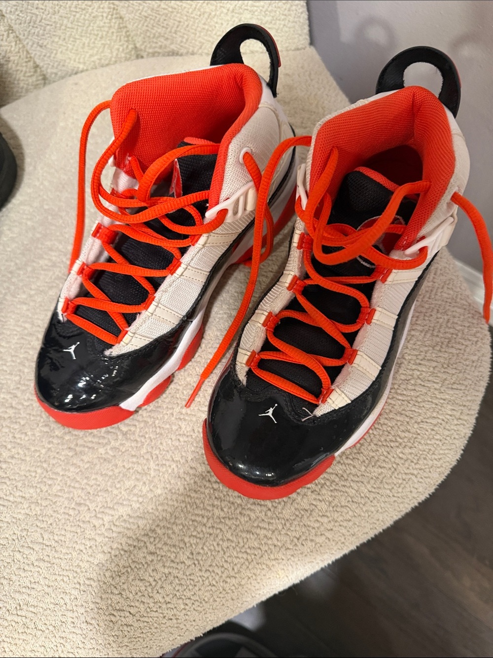 Jordan Kids Basketball Sneakers in Black, White & Orange